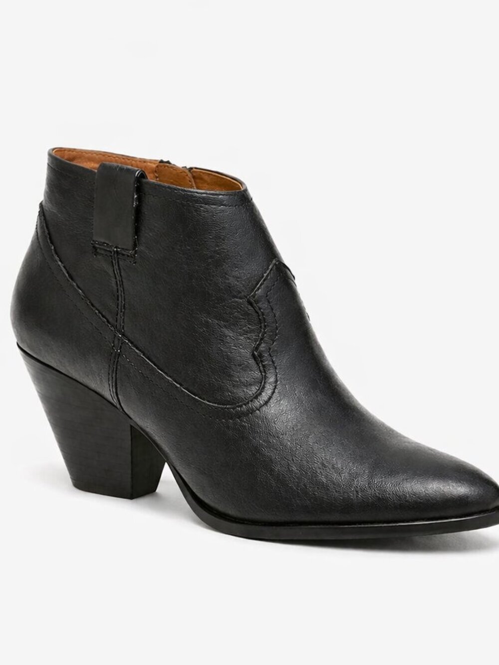 Frye Reina Black Leather Western Ankle Boots 9 Pointed Toe Fall